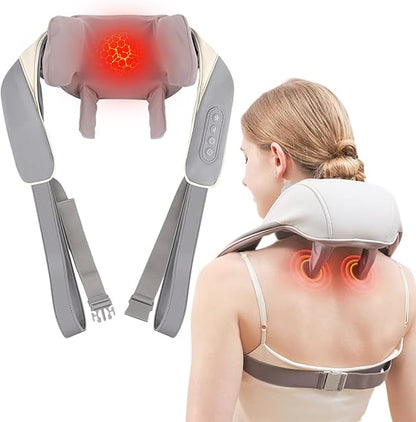 Fronnor Neck Massager with Heat Function Wireless Portable Neck Shoulder Massager,2 Modes 2 Levels Massager Women Men Gift-Home,Car,Office